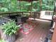 Relaxing deck area with outdoor furniture and a beautiful view of the surrounding trees at 4521 Tulip N Dr, Martinsville, IN 46151