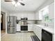 Bright kitchen with stainless steel appliances, light cabinets, and tiled backsplash at 610 Front Royal Dr, Indianapolis, IN 46227