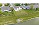 Aerial view of a well-maintained backyard with lush green grass and a view of the tranquil lake at 8778 N Deer Crossing Blvd, McCordsville, IN 46055