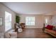Spacious living room with hardwood floors, natural light, and comfortable seating at 13074 Lansdowne Dr, Fishers, IN 46038