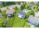 Aerial view of house with large manicured lawn and backyard patio at 14052 Rayners Ln, Fishers, IN 46037