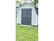 Close-up of shed featuring doors in backyard of home at 249 N Mill St, Plainfield, IN 46168