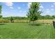 Beautiful backyard featuring a lush green lawn, mature shade trees, and a well maintained fence for added privacy at 3420 Stoddard Pl, Indianapolis, IN 46217