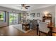 Cozy living room with slider, leading to hot tub, comfortable seating, and stylish decor at 3420 Stoddard Pl, Indianapolis, IN 46217