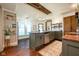 Spacious kitchen with lots of storage, island, wood countertops and views to the backyard at 6012 N 200 W, Greenfield, IN 46140