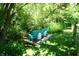 Scenic backyard setting with Adirondack chairs overlooking a serene creek and lush greenery at 6422 Hollingsworth Dr, Indianapolis, IN 46268