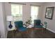 Cozy sitting area featuring hardwood floors, lots of light, and mid-century modern chairs at 6422 Hollingsworth Dr, Indianapolis, IN 46268