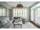 Bright living room with hardwood floors, modern lighting, and neutral decor at 692 Greenford N Trl, Carmel, IN 46032