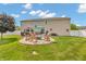 Backyard featuring a patio with a fire pit, hot tub, and outdoor seating, great for entertaining guests at 7047 Lancaster Ln, Avon, IN 46123