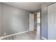 This is a bedroom with gray walls and vinyl flooring at 710 S Bancroft St, Indianapolis, IN 46203