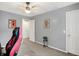 Bedroom featuring neutral walls, carpeted floor, ceiling fan, and closet for optimal comfort at 7215 Braxton Dr, Noblesville, IN 46062