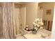 Neutral bathroom features shower-tub combo with shower curtain and vanity with sink at 7662 Micawber Ct, Indianapolis, IN 46256