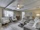 Open-concept living room featuring comfortable seating, a stylish coffee table, and natural light at 784 S Restin Rd, Greenwood, IN 46142