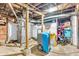 Unfinished basement with visible support beams, concrete floor, and basic utilities at 850 Duane St, Franklin, IN 46131