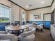 Bright community room featuring stylish seating, round tables, large windows, and tasteful decor for relaxation and gatherings at 114 Velvet Hat Rd, Danville, IN 46122
