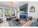 Cozy living room with a modern fireplace, stylish decor, and ample natural light at 12078 Black Mill Pass, Fishers, IN 46040