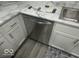 Kitchen features a stainless steel dishwasher, white cabinets, and attractive marble countertop at 1306 Woodbine Dr, Anderson, IN 46011