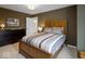 Warm bedroom featuring wooden accents, neutral decor, and a walk-in closet at 1452 E Greyhound E Pass, Carmel, IN 46032