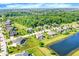 Beautiful aerial view of homes near a pond, highlighting the lush greenery of the neighborhood at 1631 Caspian Dr, Carmel, IN 46032