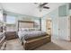 This Primary bedroom has a spacious layout, with bright windows and ensuite bath access at 301 Cobblesprings Ct, Avon, IN 46123