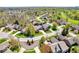 Aerial view of homes in a lush, green neighborhood, surrounded by mature trees and well-kept streets at 3559 Towne Dr, Carmel, IN 46032