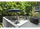 Inviting deck with outdoor seating, a grill, and a view of the green surroundings at 380 Raintree Dr, Zionsville, IN 46077