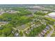 An aerial shot of a neighborhood with a pond, tree coverage, and nearby commercial areas at 3843 Grove Tree Ln, Indianapolis, IN 46203