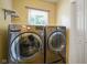 Modern laundry room featuring new large-capacity washer and dryer appliances, as well as a window at 45 Kirk E Dr, Indianapolis, IN 46234