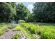 Spacious backyard with a garden, mature trees, and lush landscaping, perfect for outdoor entertaining at 6028 Thornwood Ct, Indianapolis, IN 46250