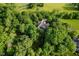 Aerial view of the property featuring lush green surroundings, mature trees, and a well-maintained landscape at 9190 Hastings Trce, Indianapolis, IN 46234