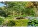 Lush backyard with a serene pond surrounded by vibrant plants and trees at 9190 Hastings Trce, Indianapolis, IN 46234