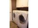 Bosch washer and dryer in laundry room with white cabinetry at 10949 Haig Point Dr, Fishers, IN 46037