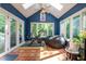 Bright sun room with skylights, tiled floors, and access to the deck at 11350 Old Stone Dr, Indianapolis, IN 46236