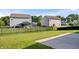 Spacious, green backyard with a black chain-link fence and view of neighboring homes at 216 Haywood Rd, Greenwood, IN 46142