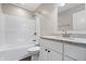Bathroom boasts a shower and a granite-topped vanity at 216 Haywood Rd, Greenwood, IN 46142