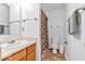 Cozy bathroom with single vanity and shower with floral curtain at 2309 Westmere Dr, Plainfield, IN 46168