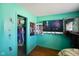Fun bedroom showcases playful wall decals, a mounted TV, and a closet with clothes at 2911 N 200 W Rd, Franklin, IN 46131