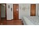 Bright bedroom with hardwood floors and a walk-in closet for storage at 3059 Tansel Rd, Indianapolis, IN 46234