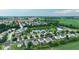 Aerial view of a residential neighborhood with pond, showing landscaping, homes, and surrounding countryside at 3075 W Crosscreek Dr, Monrovia, IN 46157