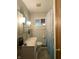 Bright bathroom featuring modern fixtures, a stylish vanity, and a shower with a curtain at 31 S Sugar Creek Dr, New Palestine, IN 46163
