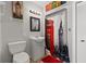 Unique bathroom design featuring London-themed shower curtain and decorative accents at 5631 Shelby St, Indianapolis, IN 46227