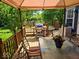 Well-equipped outdoor dining area with grill and seating under a covered deck at 8394 Glen Highlands Dr, Indianapolis, IN 46236