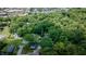 Overhead view of a property surrounded by mature trees and landscaping in a suburban setting at 980 W Poplar St, Zionsville, IN 46077