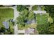 Aerial shot of a home with a dark roof, surrounded by lush greenery and mature trees in a residential neighborhood at 980 W Poplar St, Zionsville, IN 46077