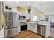 Modern kitchen features stainless steel appliances, white cabinets, and an open layout at 9936 Waterside Dr, Noblesville, IN 46060