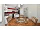 Charming dining room with a round table, glass top, and modern lighting, next to a modern kitchen at 10539 Ross Xing, Fishers, IN 46038