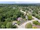 Birds eye view showcasing a house, circle driveway, with mature trees and landscaping at 12674 Banbury Cir, Carmel, IN 46033