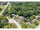 Aerial view of the property, showcasing the house, circular driveway, and surrounding lush greenery at 12674 Banbury Cir, Carmel, IN 46033