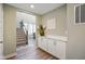 Inviting entryway leads to a staircase and features built-in cabinets for added storage and organization at 15813 Arthur Jacob Ln, Noblesville, IN 46060