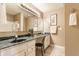 Bathroom features a vanity with dual sinks, lots of counter space, and modern fixtures at 19469 Amber Way, Noblesville, IN 46060